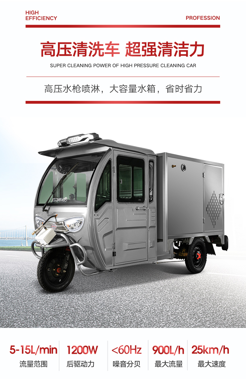 扬子电动三轮高压清洗车 YZ-275GZP(图4)